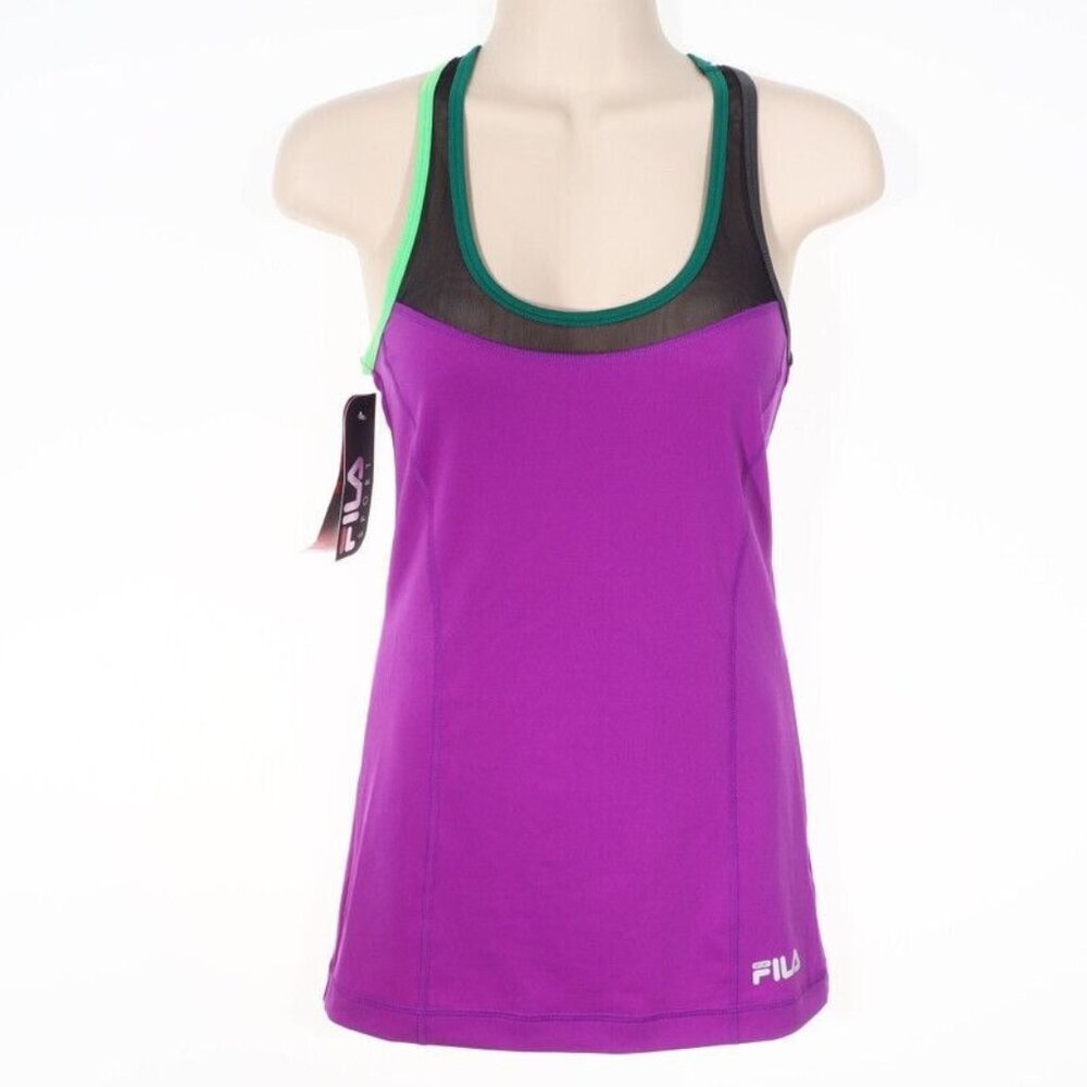 Fila Racerback Womens Size XS Tank Top Mesh Back Purple/Green/Black